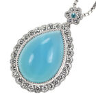 Pt900/ Pt850 Sea Blue Chalcedony Paraiba Tourmaline Diamond Pendant Necklace 5.4