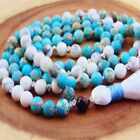 8mm Natural 108 knot white turquoise Blue emperor stone necklace Chakra Women