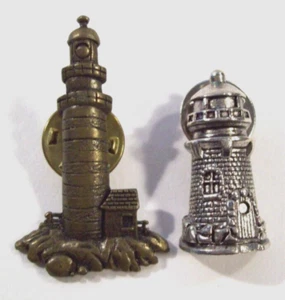 Lighthouse Pin Lot, Nautical, Brass Tone, Silver Tone, Avon, JJ - Picture 1 of 3