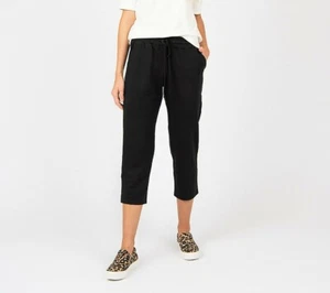 Gibson Pull-on GibsonLook Cropped Capri Jogger Pants Black Sz L $58 - Picture 1 of 5