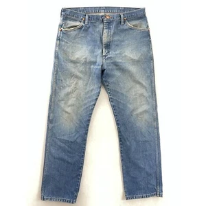 Wrangler Mens Classic Straight Jeans Blue Faded Medium Wash Denim 38x30 - Picture 1 of 8