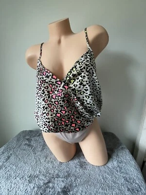 NEW STRUT & BOLT bodysuit womens M leopard neon SATIN snap wrap pink yellow 3228 - Image 1 of 4