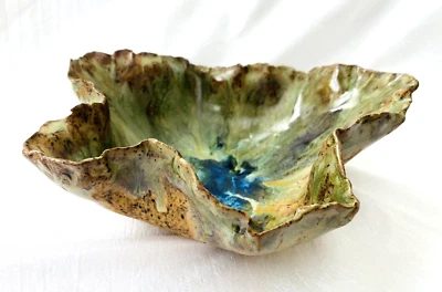 Precioso Pañuelo Arte Estudio Tazón Arcilla Cerámica Cerámica Firmado por Diseñador Foto 1 de 4