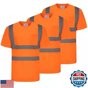 wefeyuv 3PCS-High Visibility Shirts Quick Dry Safety T Shirts with 4 Reflecti - Picture 1 of 5