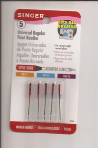 Singer Sewing Machine Needles Regular Point Asst Style 2020 Universal Pkg of 5 - Picture 1 of 2