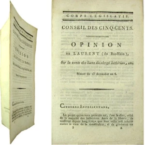 Conseil des Cinq-Cents 1798 Meinung Kl. H. Laurent Verkauf Güter lutherischer Klerus - Bild 1 von 6