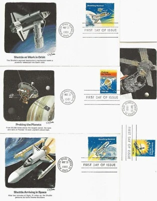 Space Achievement Issue 8 Diff FDC Cpl Set #1912-19 Fleetwood cachet M3187 - Image 1 of 2
