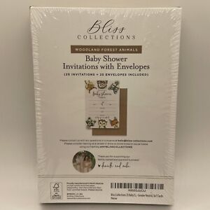 Bliss Collections Baby Shower 25 Invitations Woodland Animals Brown Envelopes