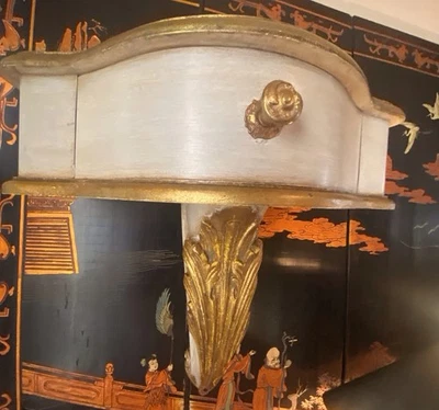 老式意大利好莱坞摄政壁挂架Demilune桌金叶 — 第 1/4 张图片