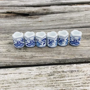 6 Mini Kerzenständer Zwiebelmuster Porzellan Blumen lustige Designs W Germany - Bild 1 von 11