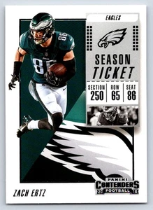 Tarjeta de fútbol americano 2018 Panini Contenders 100 Zach Ertz Philadelphia Eagles - Imagen 1 de 2