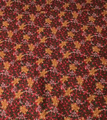 VTG VIP Cranston Christmas Gingerbread Men on Red Cotton Fabric 5 Yds - Image 1 of 4
