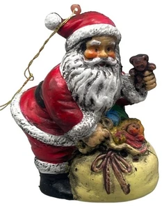 babbo natale ornamento vintage sacchetto di giocattoli orso bambola plastica cenere 3,5x3" rosso LEGGI - Foto 1 di 5