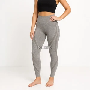Graue Seamless Kompression Kontur Leggings High Waist Gym Athleisure Gr. S - Bild 1 von 10