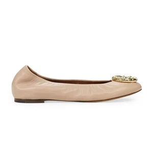 NIB LANVIN BEIGE BALLERINA AVEC MELODIE BIJOUX FLATS SIZE 38 $990 - Picture 1 of 8
