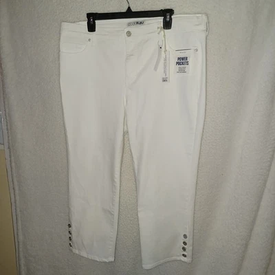 Code Bleu Women's Size 16W White Secret Tummy Panel Capri Denim Pants White (GH) - Image 1 of 4