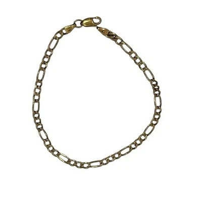 14k Yellow Gold Chain Bracelet 5.38 Gr Figaro Link Lobster Clasp Israel 8.5” - Image 1 of 4