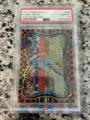 2017 Panini Select 巴塞罗那 Lionel Messi Field Level Checkerboard SSP PSA 10 — 第 1/2 张图片