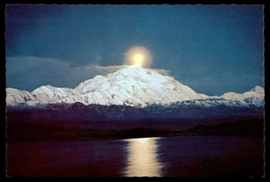 Postcard Moon Over Mt. McKinley and Wonder Lake, Alaska - Picture 1 of 2
