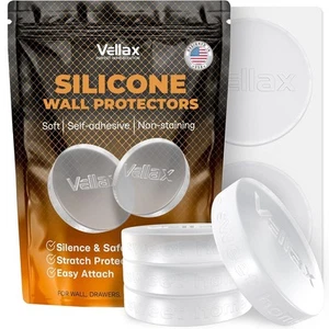 Clear Wall Door Handle Stopper - 4 Pcs of Clear Rubber Knob with Self Strong ... - Picture 1 of 8