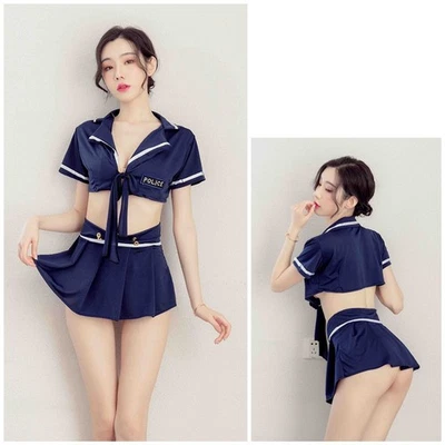 Cosplay shirt plaid skirt tie  Feminine sexy policewomen uniform make-up dress - Image 1 of 3