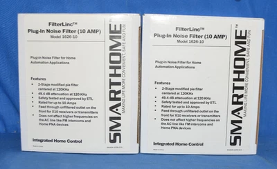SmartHome FilterLinc Model 1626-10 Plug-in Noise Filter 10 Amp White LOT OF 2 - Image 1 of 2
