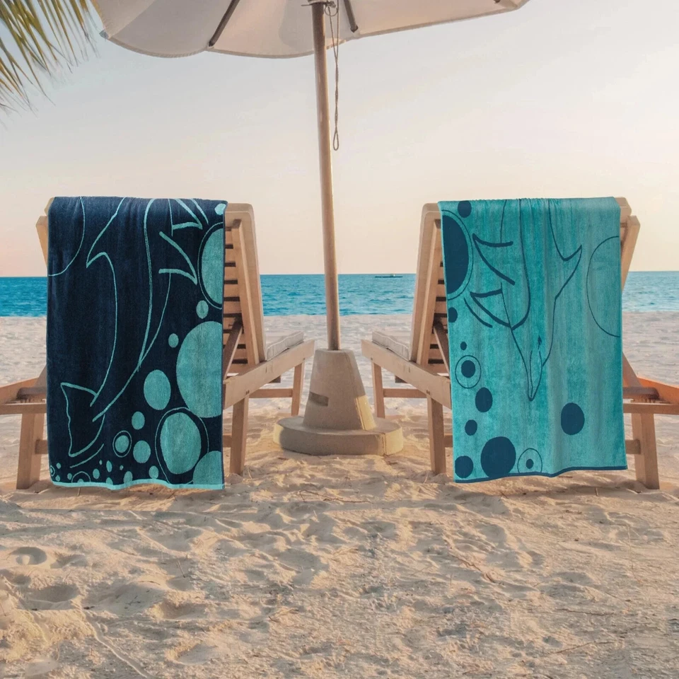 Mystic Dolphin Cotton Oversized Beach Towel Set of 2 or 4 - Image 1 of 1