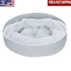 Plush Performance Pet Dog & Cat Bed Linen Hooded Donut Cozy Burrowing Space 20
