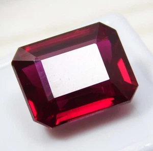 19.40 Ct Natural Mozambique Blood Red Ruby Emerald Cut Loose Gemstone Certified - Picture 1 of 5