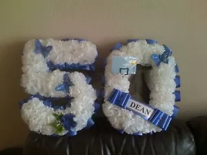 Artificial Silk Funeral Flower Tribute Any 2 Number Letter Wreath Memorial 21 18 - Picture 1 of 10