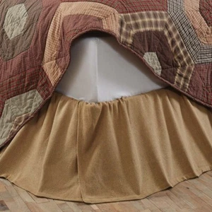 Falda de cama con volantes rústica campo granja natural bronceado arpillera de algodón 16" gota - Imagen 1 de 3