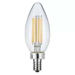 LED Dimmable Filament Candle 8W =75W Candelabra E12 C11 Clear 4000K Cool White - Picture 1 of 10