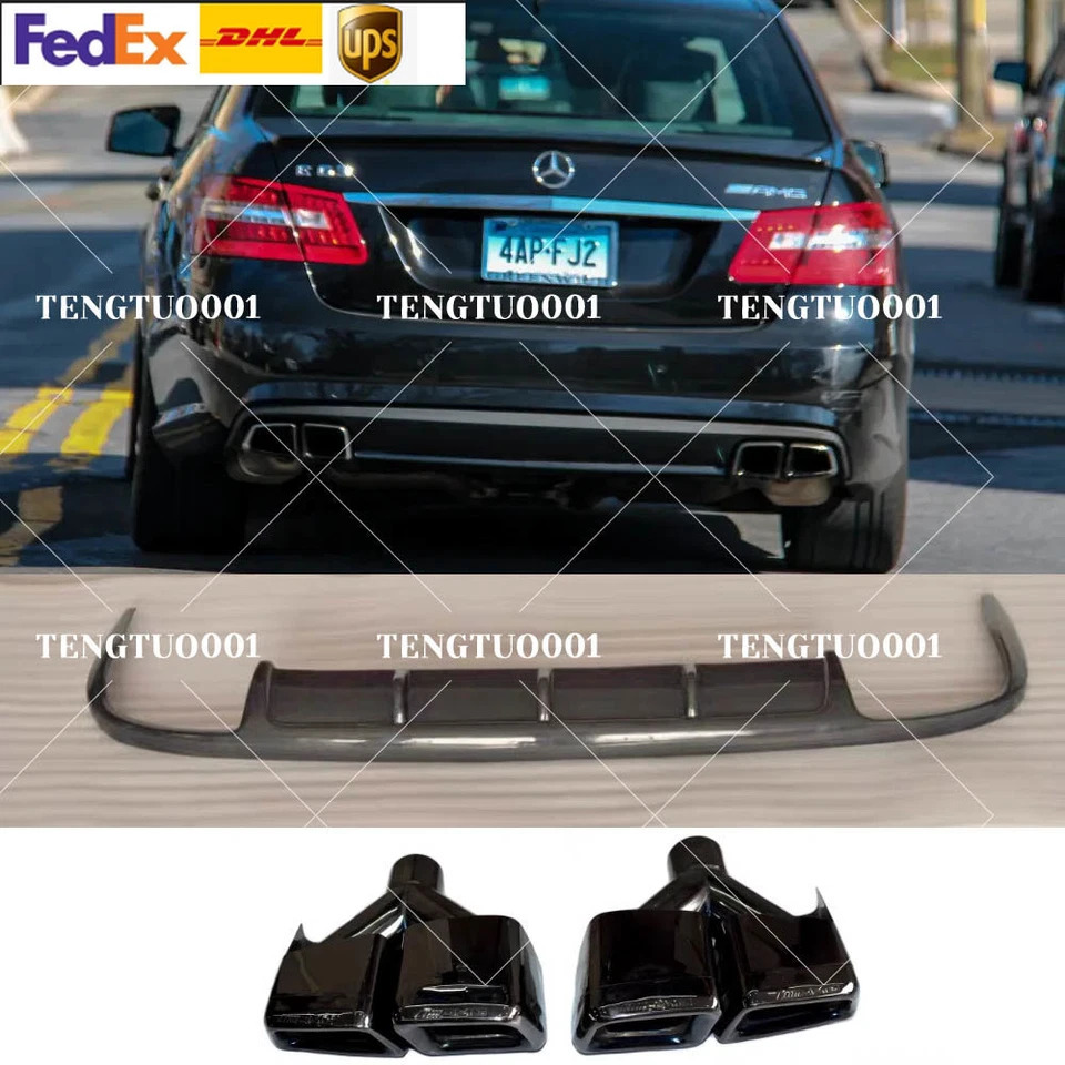 Difusor traseiro de fibra de carbono para 10-13 M-BENZ W212 E-Class Sedan AMG apenas com pontas - Imagem 1 de 4