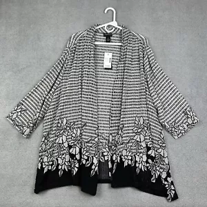 Maggie Barnes Strickjacke Damen 3X schwarz weiß Blumen vorne offen Staubtuch klassisch NEU - Bild 1 von 7