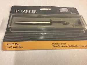 Unused ~Parker Jotter S.S.Ball Pen in packaging Made in Newhaven East Sussex - Foto 1 di 3
