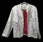 Soft Surroundings XL Jacket Blazer Asian Cherry Blossoms Embellished Ivory