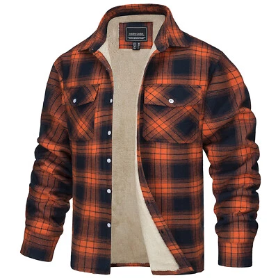 Para hombres Camisa Chaqueta de Franela Suave Sherpa Forrada de Vellón Invierno Informal Algodón Abrigo EE. UU. Foto 1 de 4