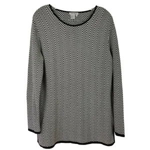 Sans Pareille Jersey Mujer Manga Larga Blanco y Negro Diseño Chevron L - Imagen 1 de 5