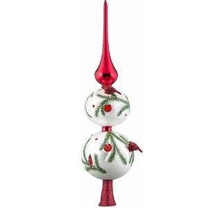 Glitterazzi Red Cardinal Bird Finial Polish Glass Christmas Tree Topper 16 Inch - Picture 1 of 1