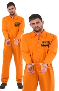 Arancione Boiler Abito Prigioniero Condannato Tuta Adulti Costume da Uomo - Foto 1 di 5