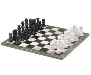 Juego de Ajedrez Mármol Blanco y Negro 18" con Piezas de Ajedrez Hecho a Mano Regalo de Navidad ella - Imagen 1 de 8
