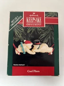 Vintage Hallmark Cool Flieger 1992 Weihnachten Andenken Ornamente Set Schneemann Akrobaten - Bild 1 von 11