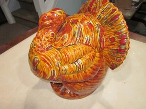 FALL DECORATIONS, HAND PAINTED  CERAMIC TURKEY CENTERPIECE , THANKSGIVING, # 53Y - Picture 1 of 12