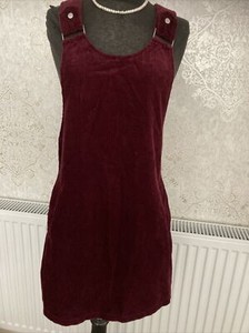 burgundy cord pinafore dress primark