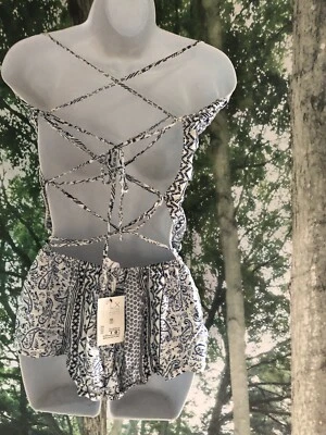 Novo Romper Olivaceous Azul Spaguetti Alça Tamanho Pequeno  - Imagem 1 de 4