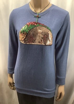 Xhilaration Top Azul Lentejuelas Taco Niñas/Mujeres? Talla L 10/12 MGO221126/MB3 Foto 1 de 4