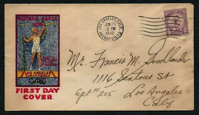 USA, SCOTT # 718, BENNET YEAR 1932 FDC COVER - RUNNER STARTING MARK WITH ADDRESS - Image 1 of 2