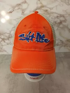 Salt Life Spell Out Embroidered Trucker Snapback Cap Hat Orange - Picture 1 of 9