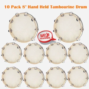 10pcs 8 inch Handheld Tambourine Percussion Single Row Metal Jingles for Party - Picture 1 of 11