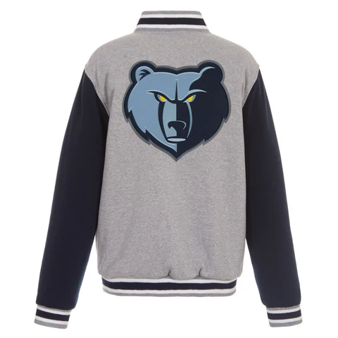 NBA Memphis Grizzlies Reversible Full Snap Fleece Jacket Embroidered Logos JHD Cover
